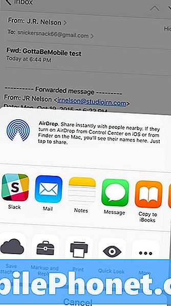 Sähköpostiliitteiden tallentaminen iPhoneen iOS 9: ssä