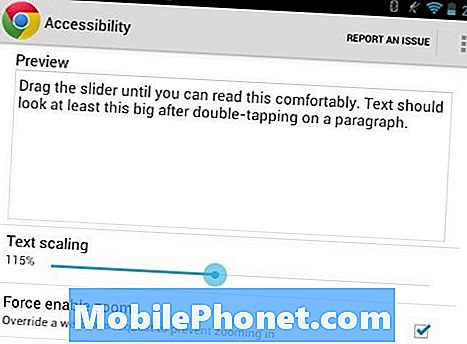 Cách kiểm soát kích thước văn bản trong Chrome cho Nexus 7