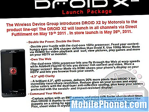 Motorola Droid X2 출시일은 5 월 26 일로 예정되어 있습니다.
